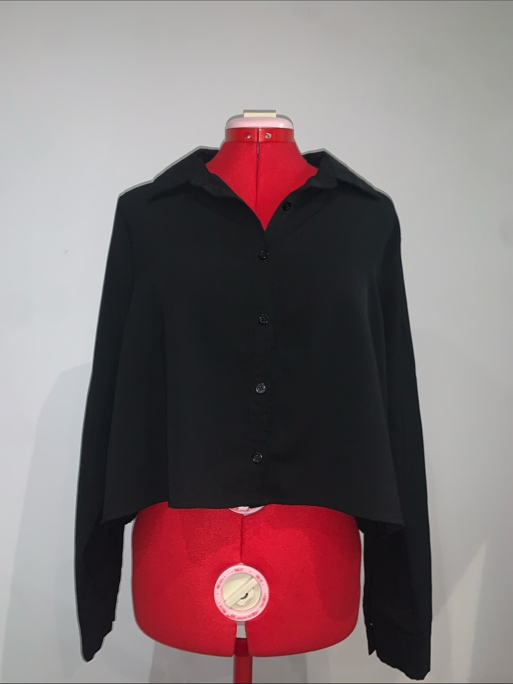 Have Black Cropped Button Front Shirt